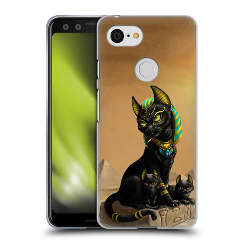 Stanley Morrison Art Egyptian Bastet Cat & Kittens Soft Gel Case for Google Pixel 3