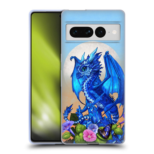 Stanley Morrison Art Blue Sapphire Dragon & Flowers Soft Gel Case for Google Pixel 7 Pro