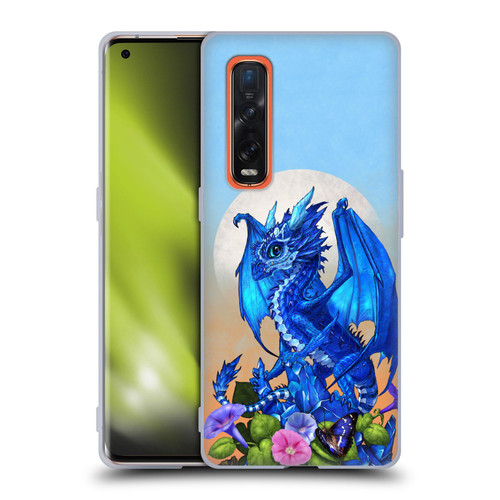 Stanley Morrison Art Blue Sapphire Dragon & Flowers Soft Gel Case for OPPO Find X2 Pro 5G