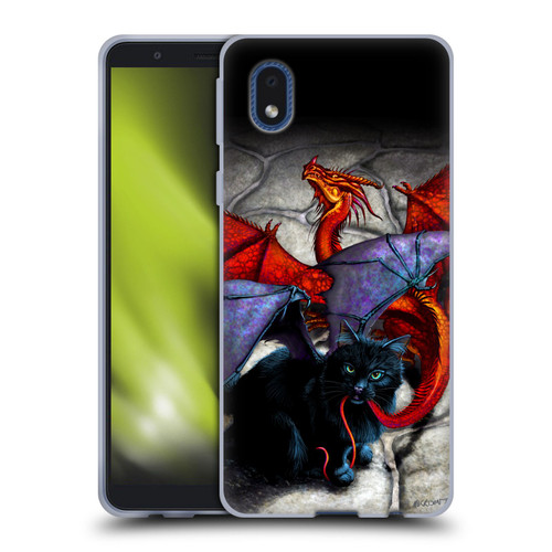 Stanley Morrison Art Bat Winged Black Cat & Dragon Soft Gel Case for Samsung Galaxy A01 Core (2020)