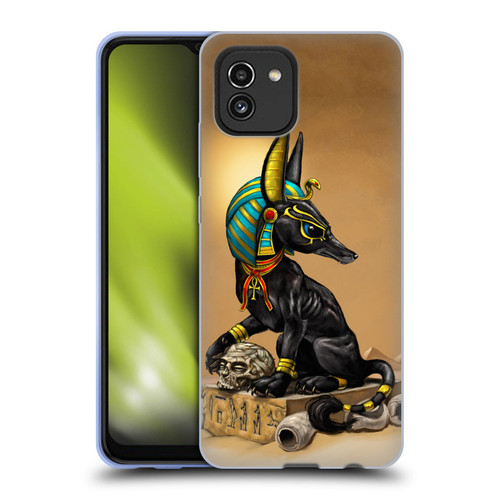 Stanley Morrison Art Egyptian Black Jackal Anubis Soft Gel Case for Samsung Galaxy A03 (2021)