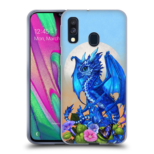 Stanley Morrison Art Blue Sapphire Dragon & Flowers Soft Gel Case for Samsung Galaxy A40 (2019)