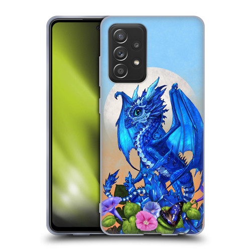 Stanley Morrison Art Blue Sapphire Dragon & Flowers Soft Gel Case for Samsung Galaxy A52 / A52s / 5G (2021)