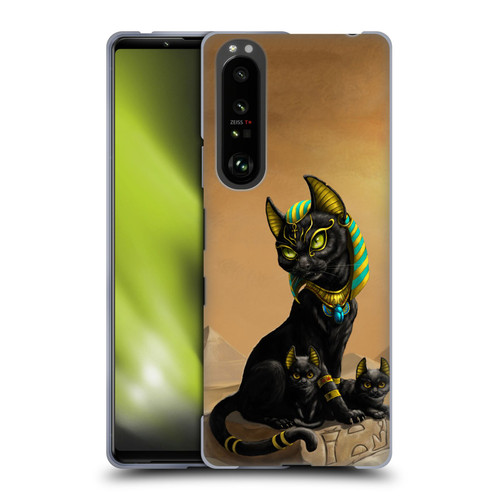 Stanley Morrison Art Egyptian Bastet Cat & Kittens Soft Gel Case for Sony Xperia 1 III