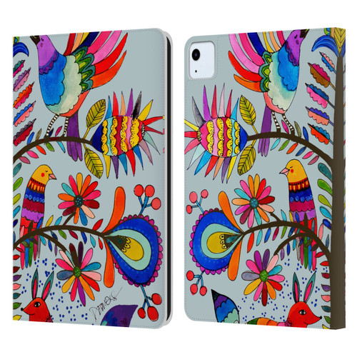 Sylvie Demers Floral Otomi Colors Leather Book Wallet Case Cover For Apple iPad Air 2020 / 2022