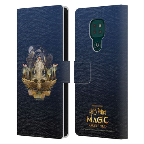 Harry Potter: Magic Awakened Characters Dumbledore Leather Book Wallet Case Cover For Motorola Moto G9 Play