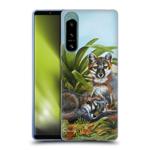 Lisa Sparling Creatures Red Fox Kits Soft Gel Case for Sony Xperia 5 IV