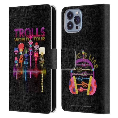 Trolls World Tour Key Art Artwork Leather Book Wallet Case Cover For Apple iPhone 14