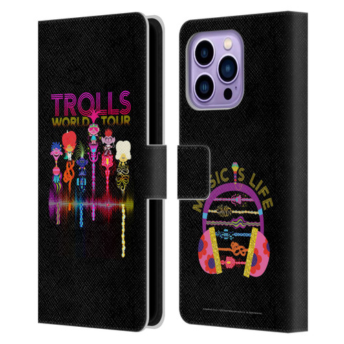 Trolls World Tour Key Art Artwork Leather Book Wallet Case Cover For Apple iPhone 14 Pro Max