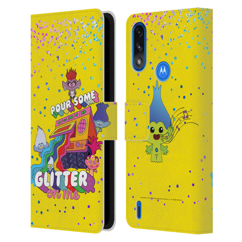 Trolls World Tour Key Art Glitter Print Leather Book Wallet Case Cover For Motorola Moto E7 Power / Moto E7i Power