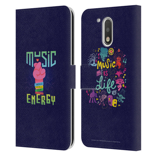 Trolls World Tour Key Art Music Is Energy Leather Book Wallet Case Cover For Motorola Moto G41