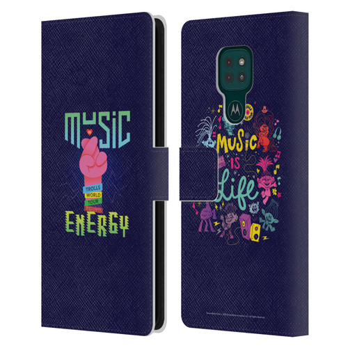 Trolls World Tour Key Art Music Is Energy Leather Book Wallet Case Cover For Motorola Moto G9 Play