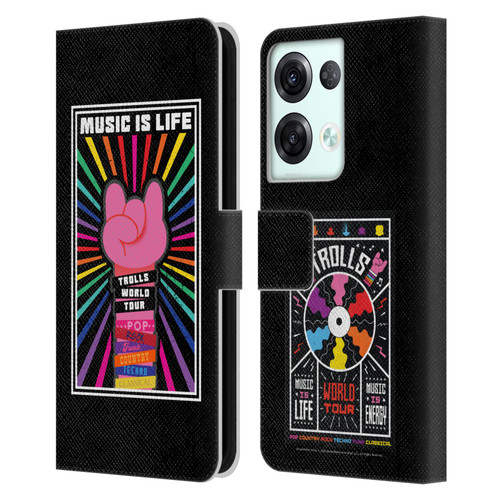 Trolls World Tour Key Art Music Is Life Leather Book Wallet Case Cover For OPPO Reno8 Pro