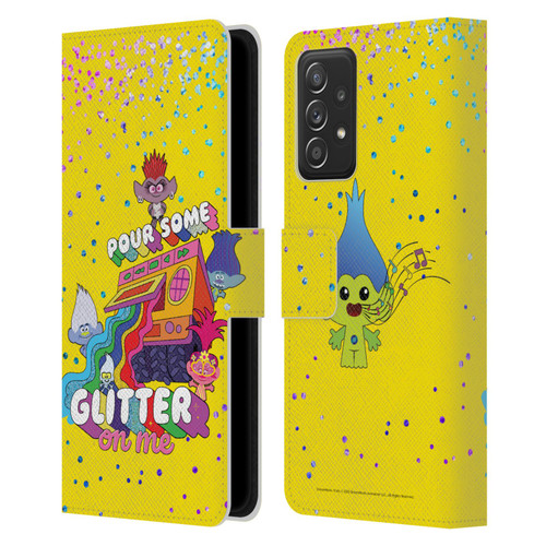 Trolls World Tour Key Art Glitter Print Leather Book Wallet Case Cover For Samsung Galaxy A53 5G (2022)