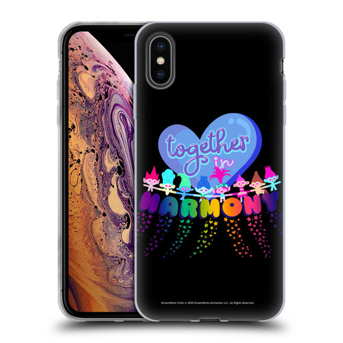 Trolls World Tour Rainbow Bffs Together In Harmony Soft Gel Case for Apple iPhone XS Max