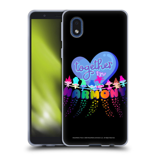 Trolls World Tour Rainbow Bffs Together In Harmony Soft Gel Case for Samsung Galaxy A01 Core (2020)
