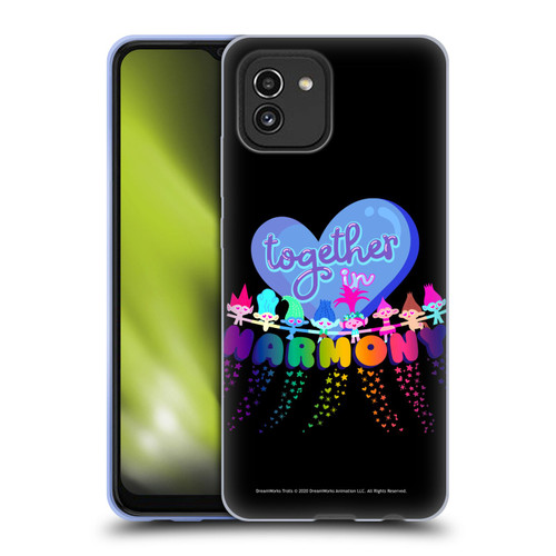 Trolls World Tour Rainbow Bffs Together In Harmony Soft Gel Case for Samsung Galaxy A03 (2021)