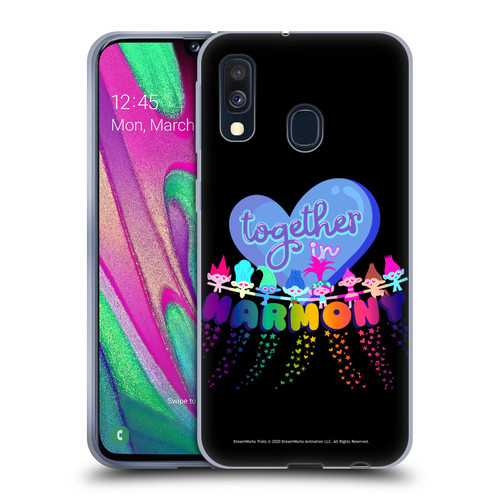 Trolls World Tour Rainbow Bffs Together In Harmony Soft Gel Case for Samsung Galaxy A40 (2019)