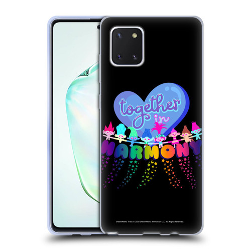 Trolls World Tour Rainbow Bffs Together In Harmony Soft Gel Case for Samsung Galaxy Note10 Lite