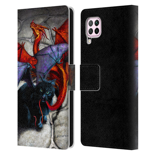 Stanley Morrison Art Bat Winged Black Cat & Dragon Leather Book Wallet Case Cover For Huawei Nova 6 SE / P40 Lite