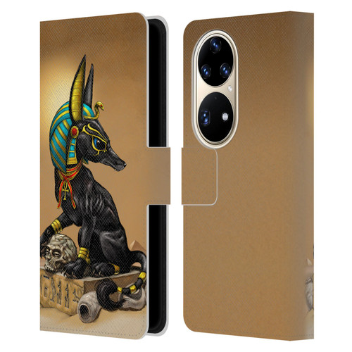 Stanley Morrison Art Egyptian Black Jackal Anubis Leather Book Wallet Case Cover For Huawei P50 Pro