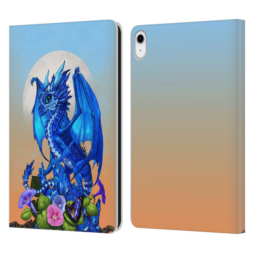 Stanley Morrison Art Blue Sapphire Dragon & Flowers Leather Book Wallet Case Cover For Apple iPad 10.9 (2022)