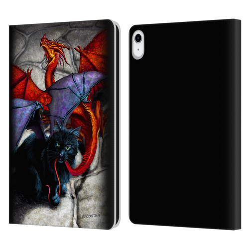 Stanley Morrison Art Bat Winged Black Cat & Dragon Leather Book Wallet Case Cover For Apple iPad 10.9 (2022)
