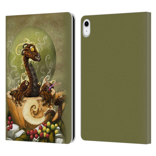 Stanley Morrison Art Brown Coffee Dragon Dragonfly Leather Book Wallet Case Cover For Apple iPad 10.9 (2022)