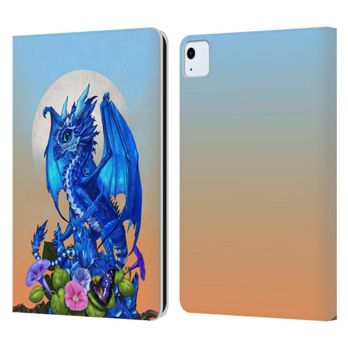 Stanley Morrison Art Blue Sapphire Dragon & Flowers Leather Book Wallet Case Cover For Apple iPad Air 2020 / 2022