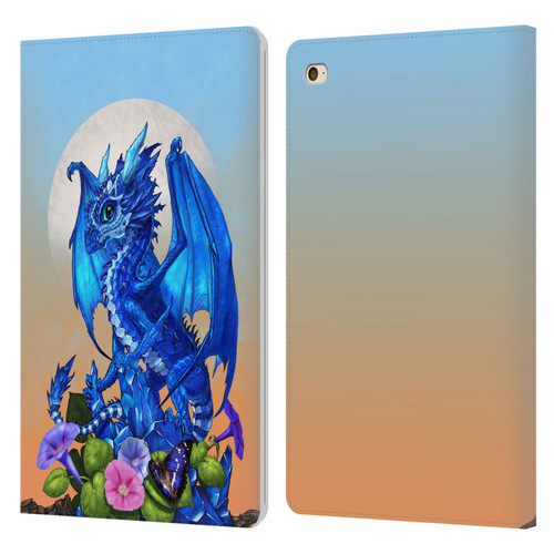 Stanley Morrison Art Blue Sapphire Dragon & Flowers Leather Book Wallet Case Cover For Apple iPad mini 4
