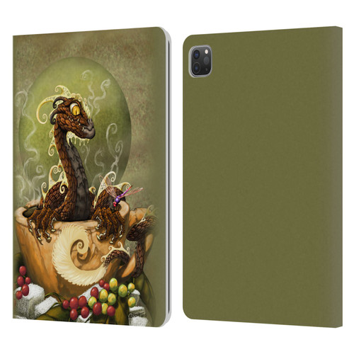 Stanley Morrison Art Brown Coffee Dragon Dragonfly Leather Book Wallet Case Cover For Apple iPad Pro 11 2020 / 2021 / 2022