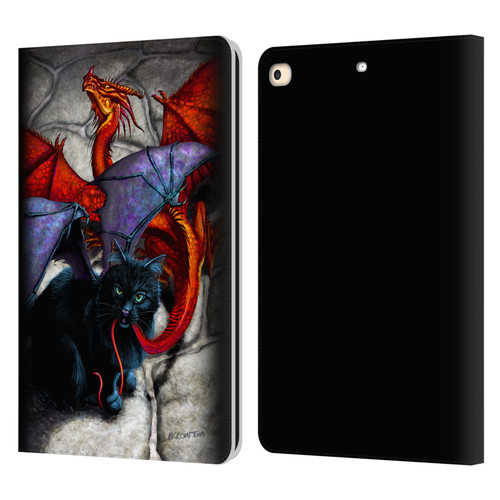 Stanley Morrison Art Bat Winged Black Cat & Dragon Leather Book Wallet Case Cover For Apple iPad 9.7 2017 / iPad 9.7 2018