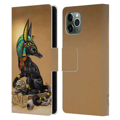 Stanley Morrison Art Egyptian Black Jackal Anubis Leather Book Wallet Case Cover For Apple iPhone 11 Pro