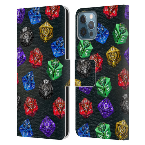 Stanley Morrison Art Six Dragons Gaming Dice Set Leather Book Wallet Case Cover For Apple iPhone 12 / iPhone 12 Pro