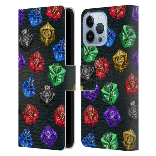 Stanley Morrison Art Six Dragons Gaming Dice Set Leather Book Wallet Case Cover For Apple iPhone 13 Pro Max