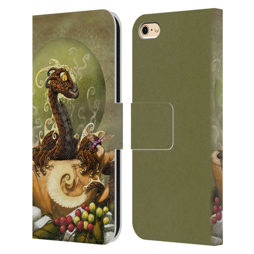 Stanley Morrison Art Brown Coffee Dragon Dragonfly Leather Book Wallet Case Cover For Apple iPhone 6 / iPhone 6s