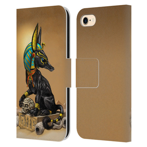 Stanley Morrison Art Egyptian Black Jackal Anubis Leather Book Wallet Case Cover For Apple iPhone 7 / 8 / SE 2020 & 2022