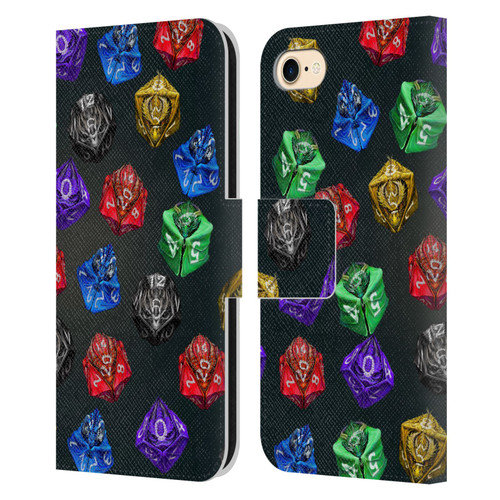 Stanley Morrison Art Six Dragons Gaming Dice Set Leather Book Wallet Case Cover For Apple iPhone 7 / 8 / SE 2020 & 2022
