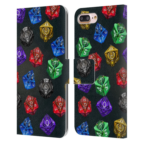 Stanley Morrison Art Six Dragons Gaming Dice Set Leather Book Wallet Case Cover For Apple iPhone 7 Plus / iPhone 8 Plus