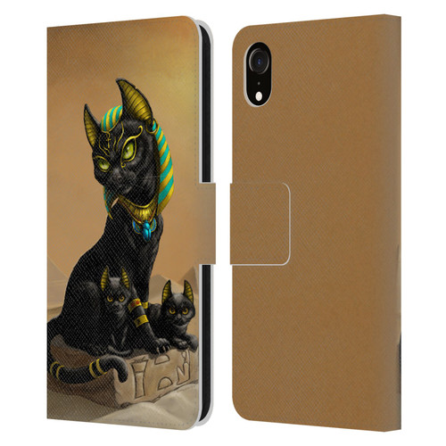 Stanley Morrison Art Egyptian Bastet Cat & Kittens Leather Book Wallet Case Cover For Apple iPhone XR