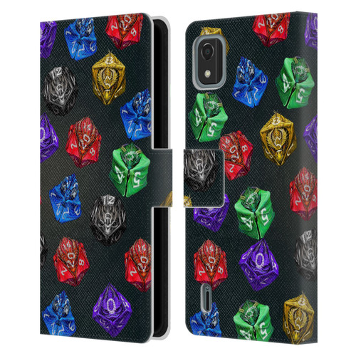 Stanley Morrison Art Six Dragons Gaming Dice Set Leather Book Wallet Case Cover For Nokia C2 2nd Edition