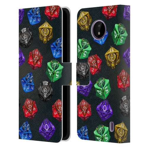 Stanley Morrison Art Six Dragons Gaming Dice Set Leather Book Wallet Case Cover For Nokia C10 / C20