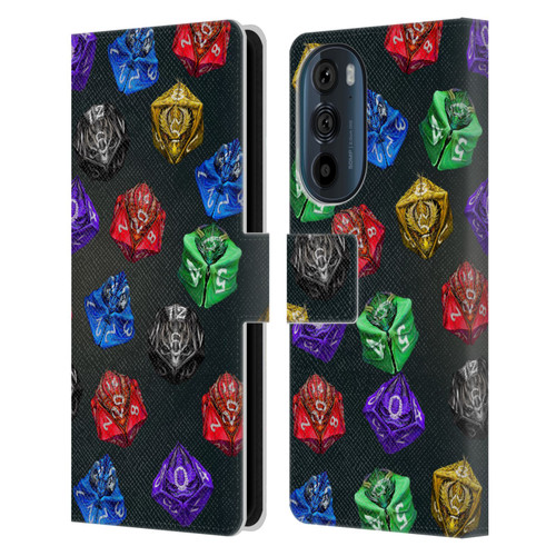 Stanley Morrison Art Six Dragons Gaming Dice Set Leather Book Wallet Case Cover For Motorola Edge 30