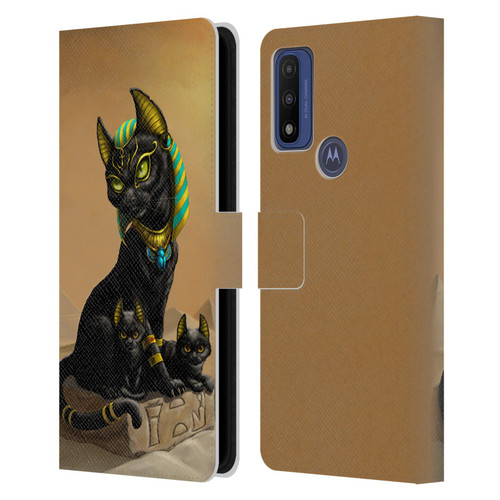 Stanley Morrison Art Egyptian Bastet Cat & Kittens Leather Book Wallet Case Cover For Motorola G Pure