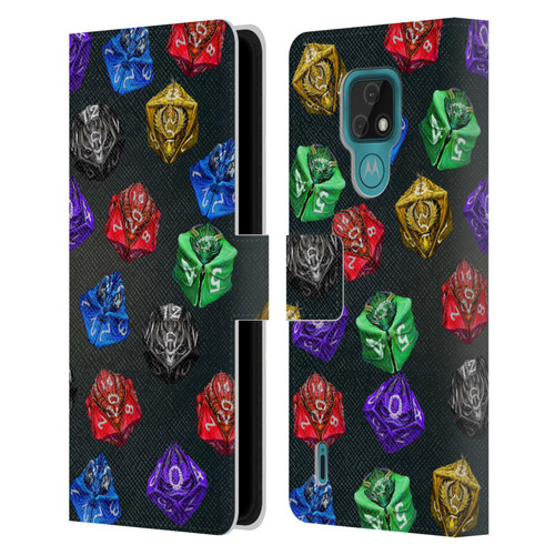 Stanley Morrison Art Six Dragons Gaming Dice Set Leather Book Wallet Case Cover For Motorola Moto E7