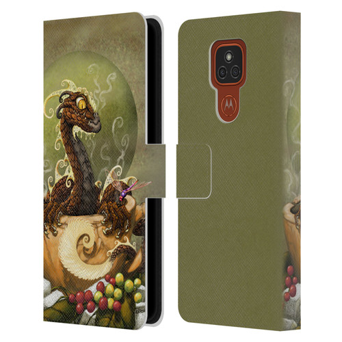 Stanley Morrison Art Brown Coffee Dragon Dragonfly Leather Book Wallet Case Cover For Motorola Moto E7 Plus