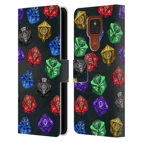 Stanley Morrison Art Six Dragons Gaming Dice Set Leather Book Wallet Case Cover For Motorola Moto E7 Plus