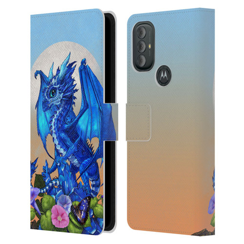 Stanley Morrison Art Blue Sapphire Dragon & Flowers Leather Book Wallet Case Cover For Motorola Moto G10 / Moto G20 / Moto G30