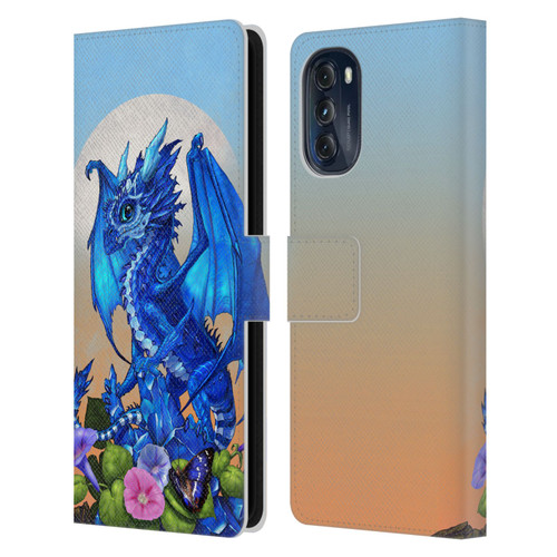 Stanley Morrison Art Blue Sapphire Dragon & Flowers Leather Book Wallet Case Cover For Motorola Moto G (2022)