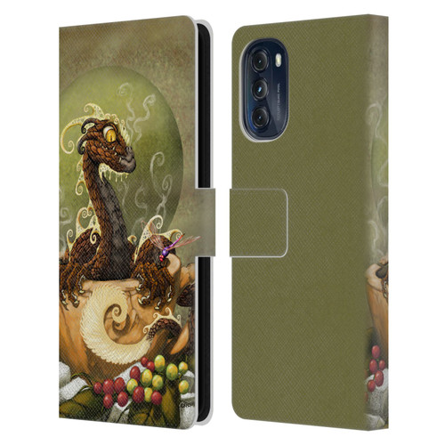 Stanley Morrison Art Brown Coffee Dragon Dragonfly Leather Book Wallet Case Cover For Motorola Moto G (2022)